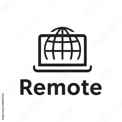 Minimalist Remote Work Icon Global Connectivity and Laptop Symbol