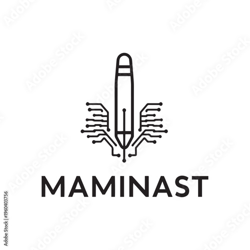 Maminast Brand Logo Merging Classic Writing with Modern Circuits