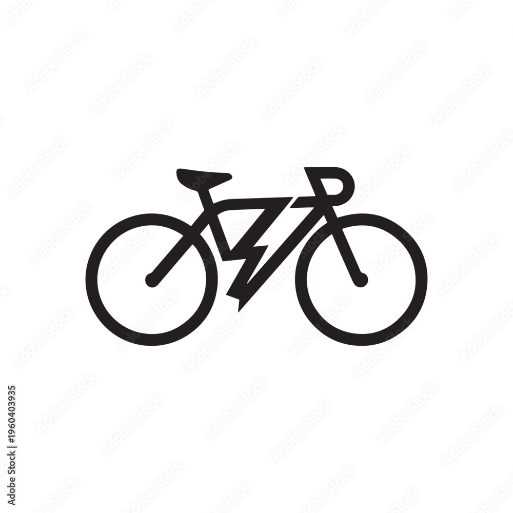 Fototapeta premium Modern E Bike Logo With Lightning Bolt Symbol Black And White Vector