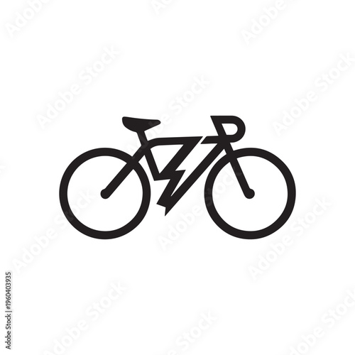 Modern E Bike Logo With Lightning Bolt Symbol Black And White Vector