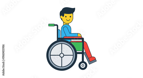 Man in Wheelchair Cartoon Illustration