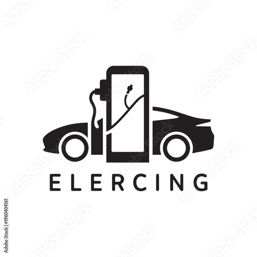 Modern Electric Car Charging Station Logo Design Elercing Brand