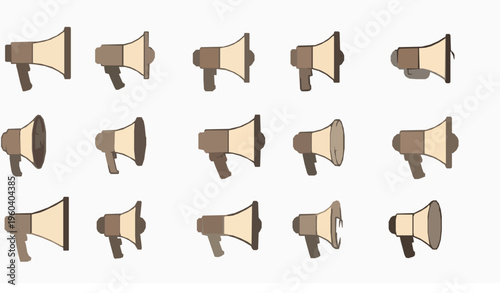 Megaphone icon set loudspeaker announcement and advertising symbols vector illustration isolated on white