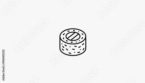 Minimalist Sushi Roll Icon: Simple Line Art of Japanese Food