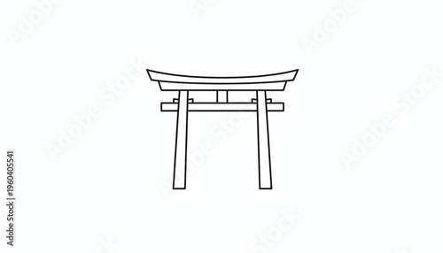 Minimalist Torii Gate Icon - Traditional Japanese Shrine Entrance Symbol