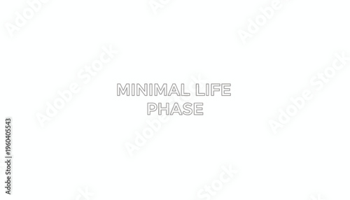Minimalist text "Minimal Life Phase" on white background, concept of simplicity and decluttering