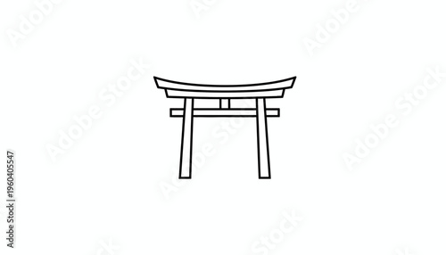 Minimalist Torii Gate Icon, Japanese Shrine Entrance, Traditional Architecture Symbol