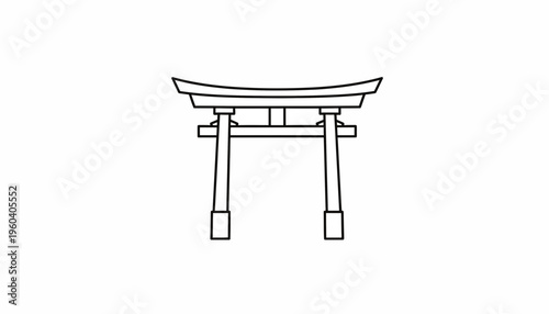 Minimalist Torii Gate Icon: Japanese Shrine Entrance, Traditional Architecture Symbol