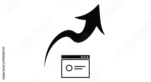 Growth and Website Progress: A graphic showcasing the upward trajectory of progress, symbolized by an ascending arrow above a representation of a website or online platform.