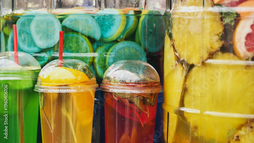 Photography Refreshing fruit drinks and lemonade served at India Day festival in Moscow