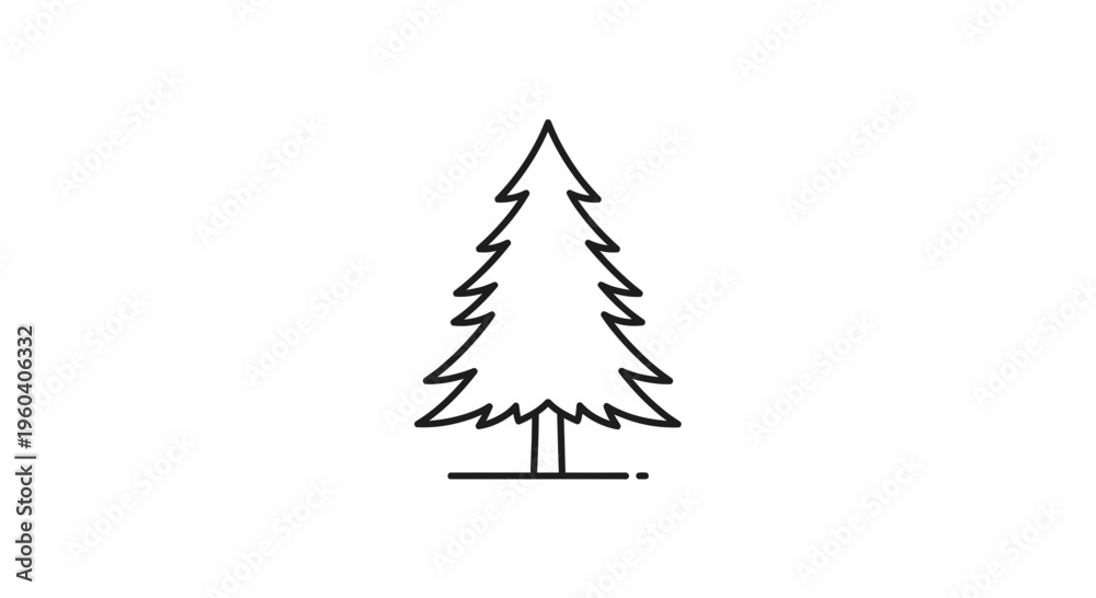 Obraz premium Minimalist Pine Tree Icon: Simple Evergreen Forest Symbol