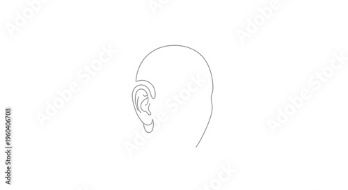 Minimalist Outline Drawing of a Human Head and Ear