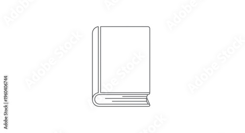 Minimalist Outline Icon of a Closed Book, Simple Line Art Illustration