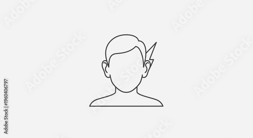 Minimalist Outline of a Person with a Lightning Bolt Symbol Behind Ear