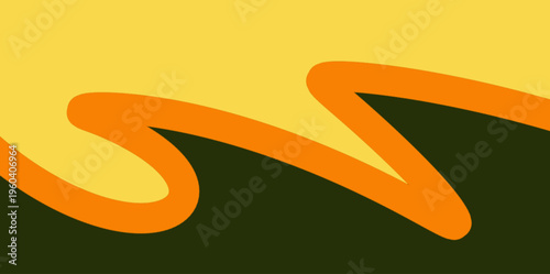 Dynamic vector background illustration featuring a sharp orange zigzag line over yellow and dark green shapes for energetic visual content. Usage: Social media post promotional banner.