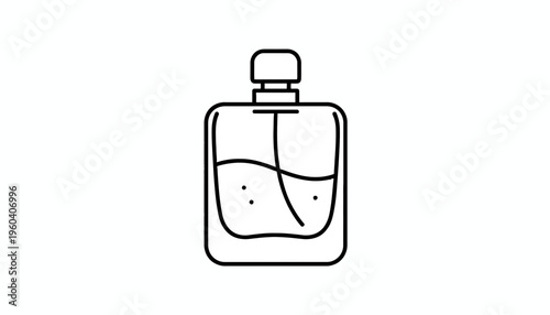 Minimalist Perfume Bottle Icon Line Art