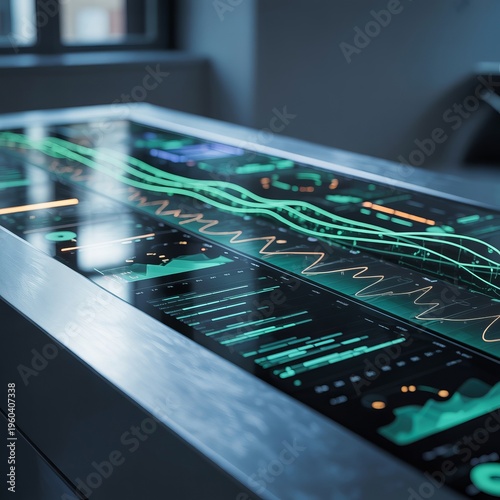 A high tech dashboard filled with dynamic metrics progress bars