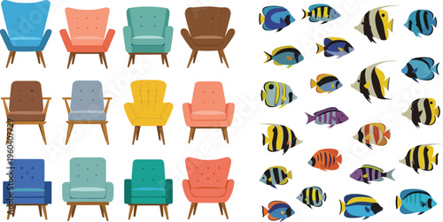 Asian dumplings gyoza with dipping sauce and chopsticks set alongside cute green frogs and a collection of brown owl bird characters.