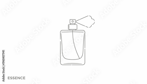 Minimalist Line Art of Perfume Bottle Spraying Essence