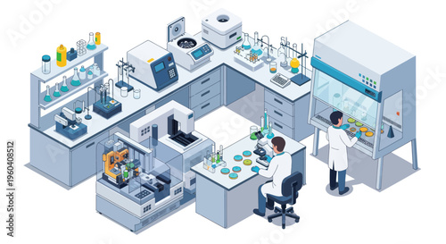 Modern Science Laboratory with Researchers and Advanced Equipment