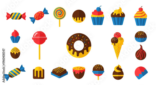 Sweet Treats Collection: Candies, Cupcakes, Donuts, Lollipops, Ice Cream