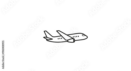 Simple Airplane Icon, Doodle Style, Isolated on White Background