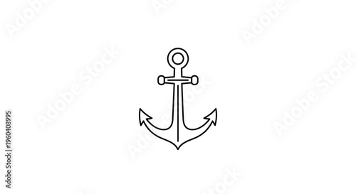 Simple Anchor Icon Vector Illustration - Nautical Symbol, Maritime, Marine, Sea, Ocean