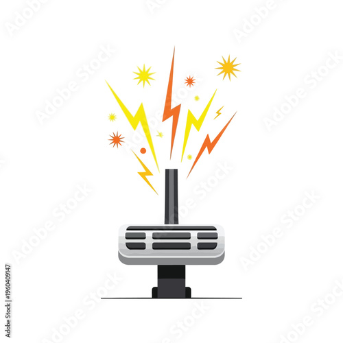 Energetic electrical discharge emanating from a modern technological device, signifying power and innovation