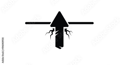 Rising Above: A minimalist illustration of an arrow breaking through the ground, symbolizes overcoming challenges and achieving growth. 