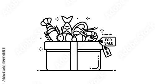 Seafood Gift Box With For Sale Tag