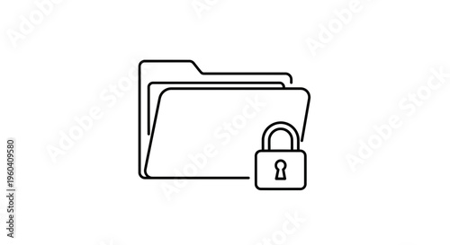 Secure Folder Icon with Padlock Symbol, Data Protection and Privacy Concept