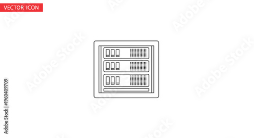 Server Rack Icon, Technology Data Center Equipment, Network Server Hardware Outline