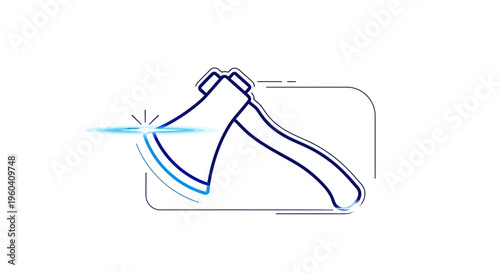 Sharp Axe Blade with Blue Sparkle Effect - Symbol of Cutting, Precision, and Power