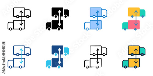 Cross docking icons set multiple style collection. Editable stroke 
