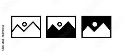 Image Gallery and Photo Placeholder Icon Set for UI UX Design - Outline and Solid Variations. Vector