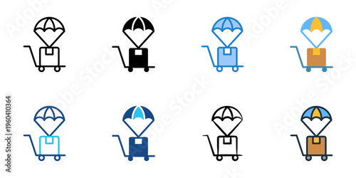 Drop shipping icons set multiple style collection. Editable stroke 
