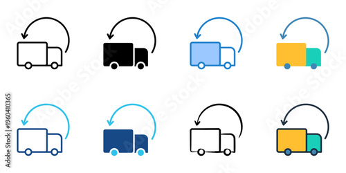 Reverse logistics icons set multiple style collection. Editable stroke 
