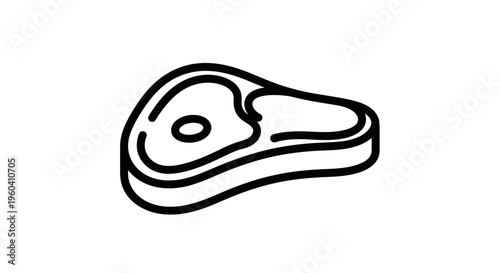 Raw Steak Icon, Meat Cut, Food Ingredient, Simple Outline Vector