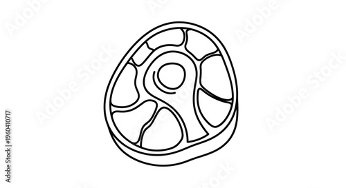 Raw Steak Icon, Minimalist Line Art, Food Symbol