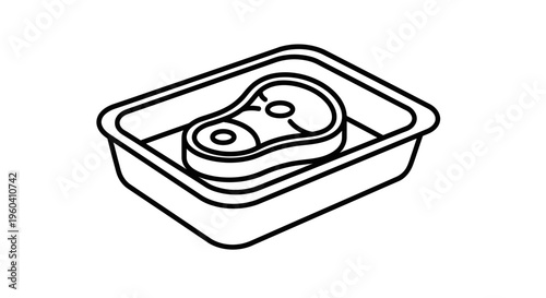 Raw Steak in Plastic Tray Packaging, Fresh Meat Cut, Food Preparation Concept