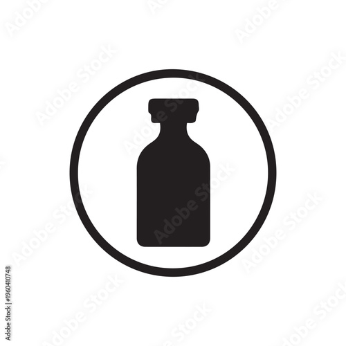 Minimalist Black Medical Vial Icon In A Circle For Health And Science