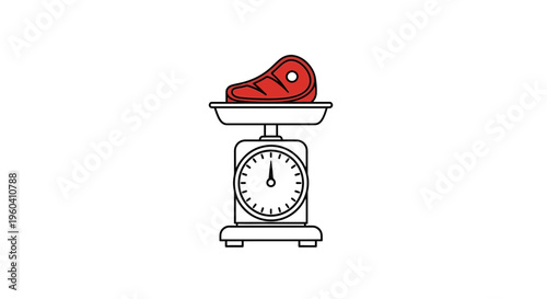 Raw Steak on Kitchen Scale: Meat Portion Control, Dieting, and Healthy Eating Concept