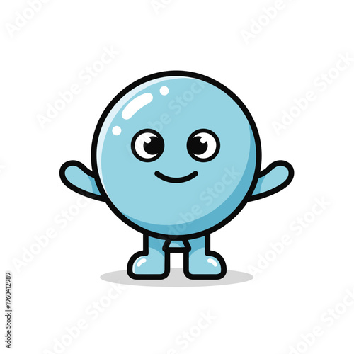 Smiling blue cartoon character with eyes.