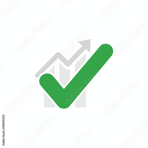 Green checkmark over grey ascending graph and bar chart icon