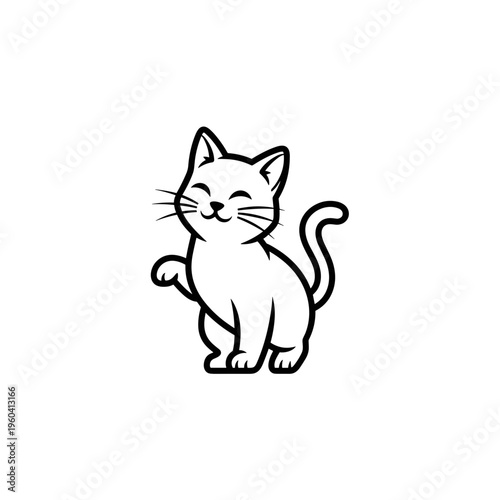 Smiling Cartoon Cat with Whiskers.