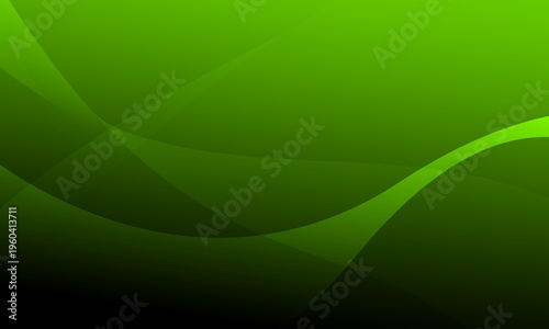 green light stripes lines wave curves with shine light smooth gradient abstract background