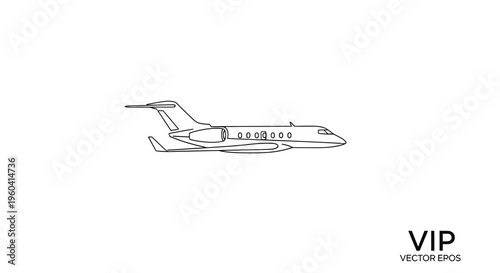 Private Jet Airplane Outline Vector Illustration