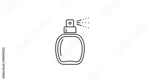 Perfume spray bottle icon, minimalist line art, elegant fragrance dispenser, beauty product symbol