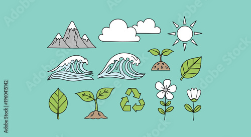 A minimalist illustration of a green and blue graphic design element on a solid background, conveying a sense of modernity and simplicity.