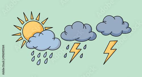 A colorful illustration of a sun and cloud with an excited mood, perfect for conveying happiness and energy in marketing materials or social media pos